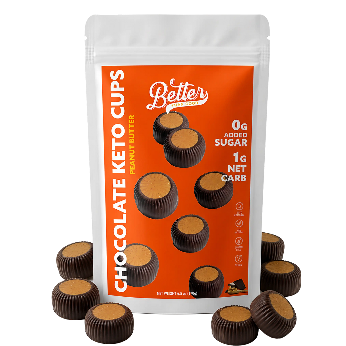 Keto Chocolate Peanut Butter Cups 6oz (2 Pack)